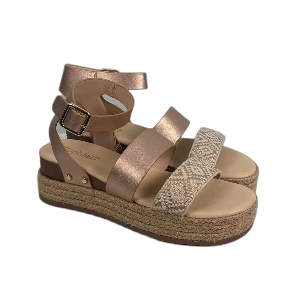 Rose Gold Sophie17 Terri Platform Sandals Womens 4 Fit 6 6.5 Espadrille